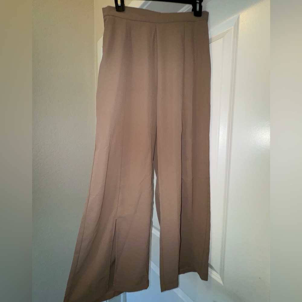 Tan Dress Pants w/ Slit fronts